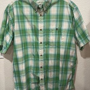 Orvis Green Plaid Men's Shirt 100% Cotton XL